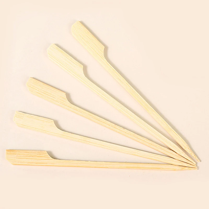 Pinchos de bambú de madera para cóctel, palillos de paleta de bambú, pinchos de comida, palillos de dientes para aperitivos, 100 unidades