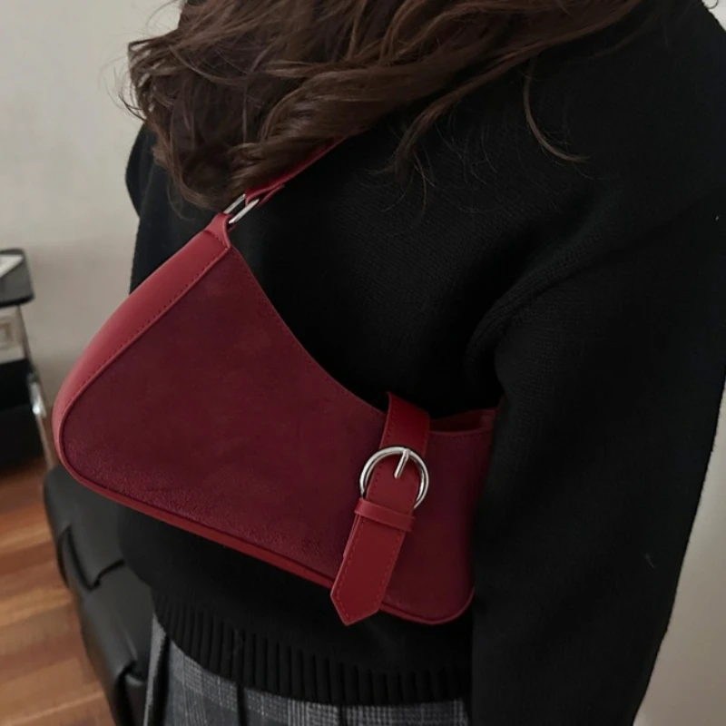 

Autumn and Winter Vintage Women's Bag Large Capacity Single Shoulder Bag Solid Color Simple Casual Tote Bag Retro Handbags