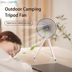 DQ213 7 Inch Fan Lamp 3 Speed Household Tripod Desktop 4000mAh LED Lighting USB Weless Use Outdoor Portable Small Ceiling Fan