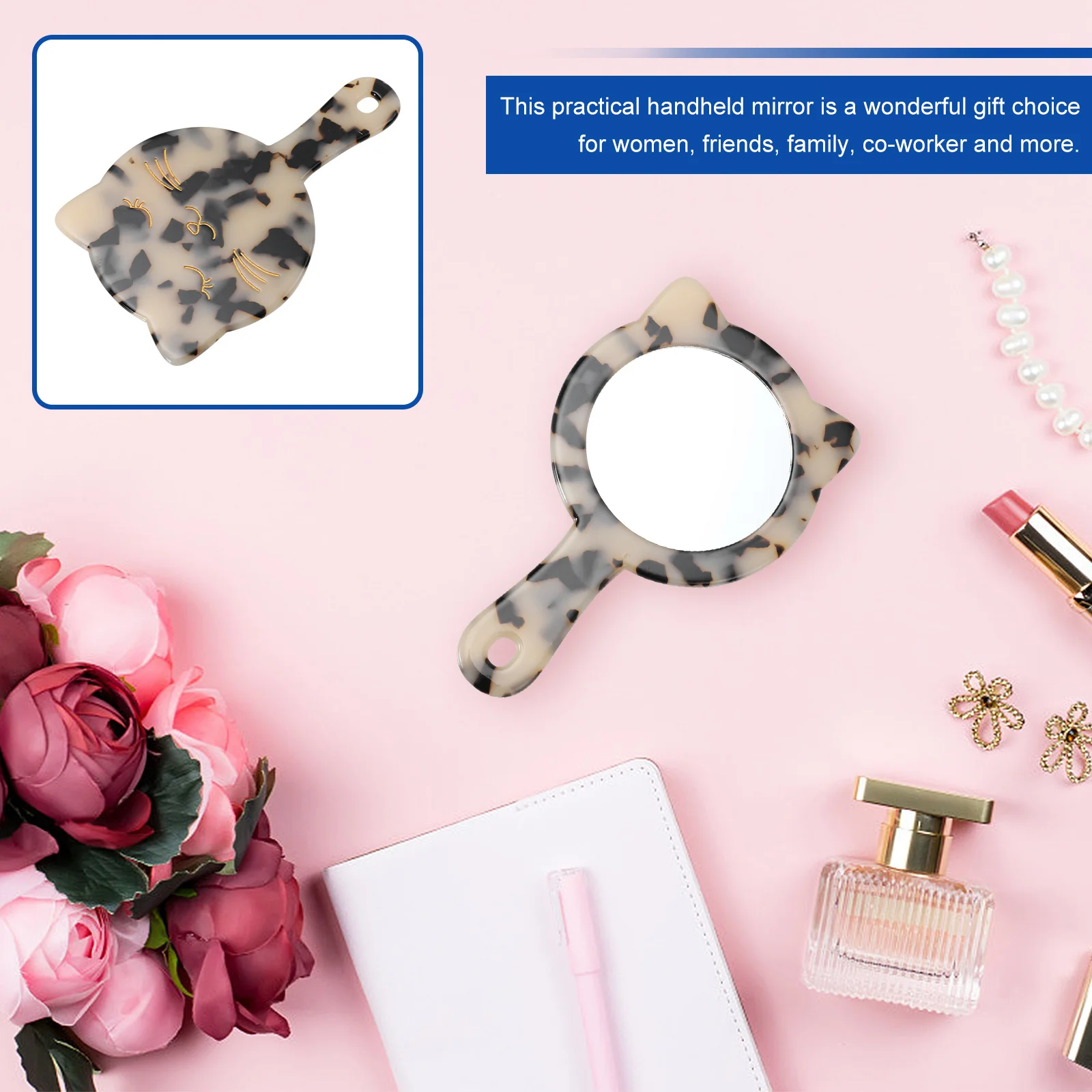 1 pz specchio per trucco effetto marmo portatile design compatto portatile specchio riflettente HD accessori per il trucco