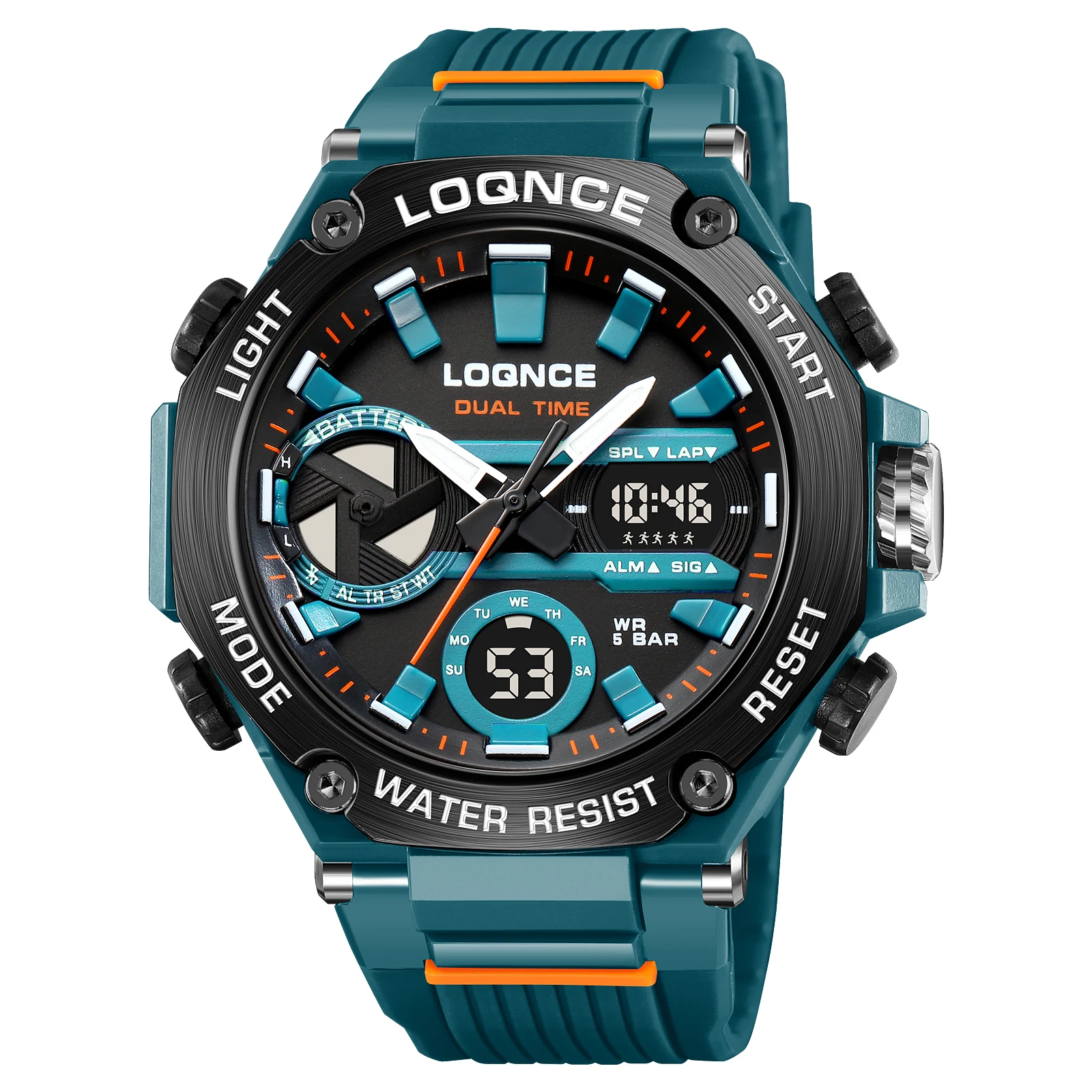 New LOQNCE  Male montre homme Hour Sport Watches Digital Double Time Chronograph Watch Mens LED Chrono Week Display Wristwatches