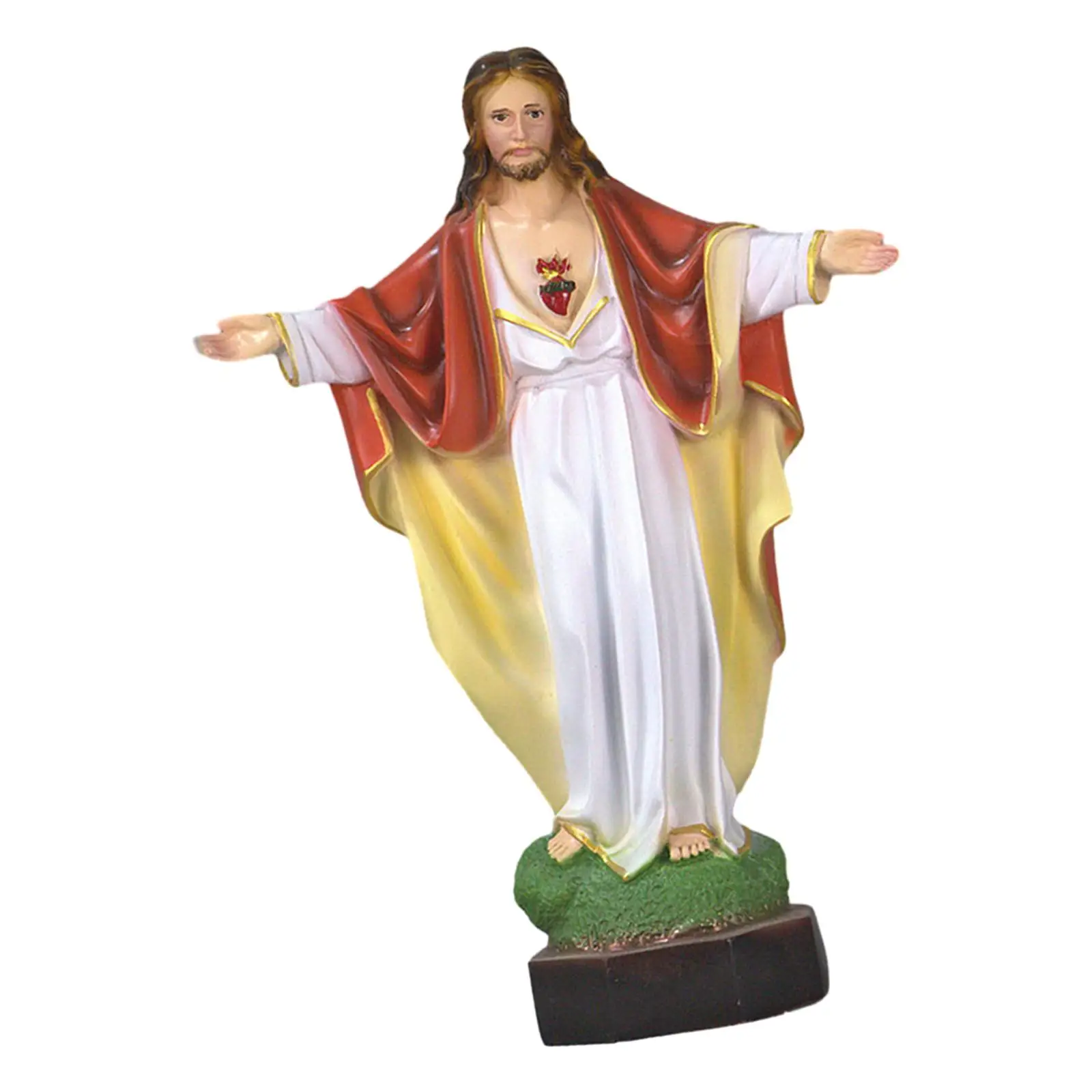 Jesus Resin Figures Ornament 11.81 inch Tabletop Display Catholic Statue for Livingroom Shelf Fireplace Cabinet New Year Present