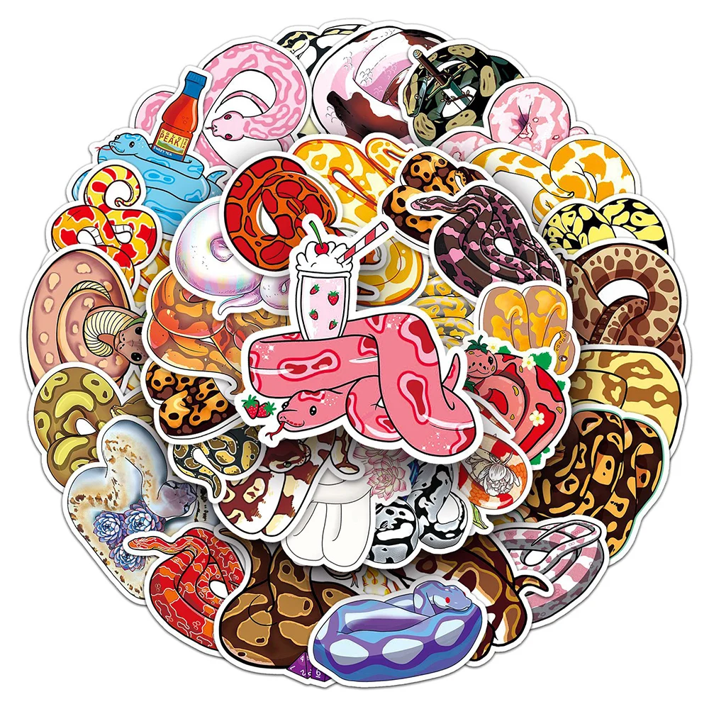 10/30/50pcs Funny Cartoon Snake Stickers Cute Decoration Decals DIY Motorcycle Luggage Helmet Scrapbook Waterproof Sticker Pack
