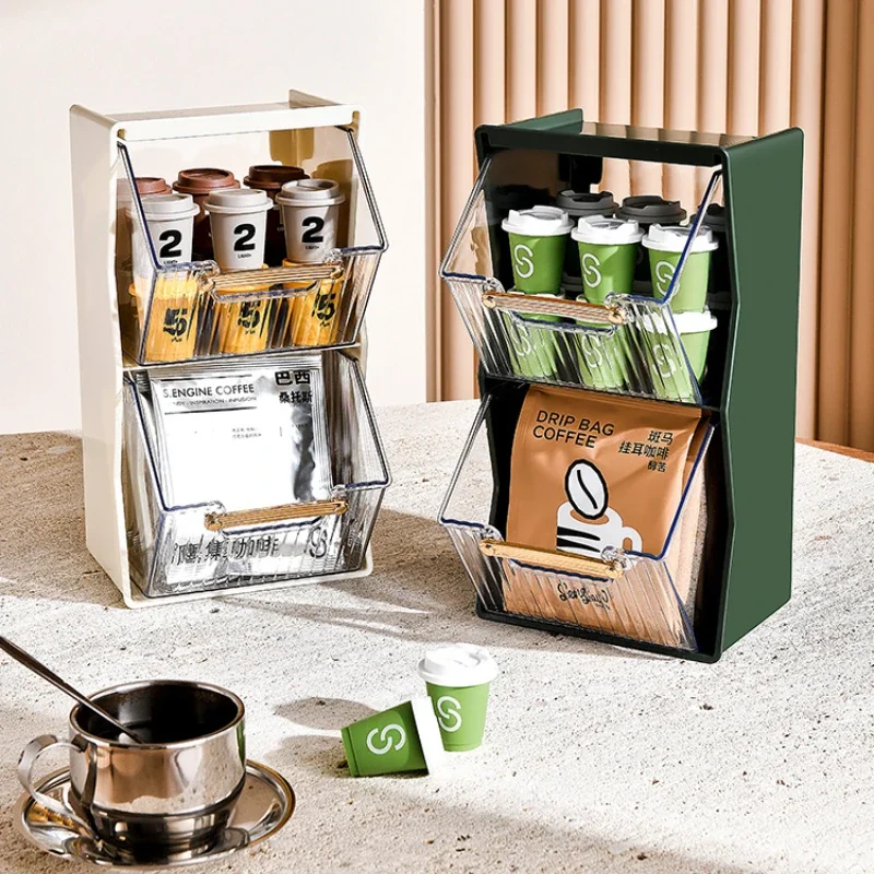 

New Capsule Coffee Storage Organizer, Transparent Acrylic Stand For Office Or Home, Light Luxury Tea Bag Storage Box