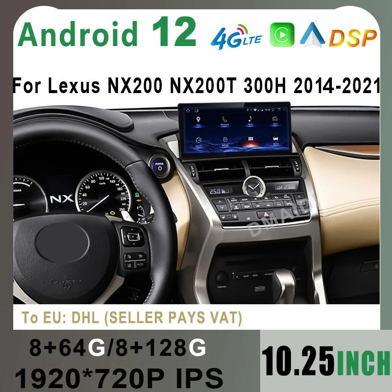 

Android12 Car Multimedia Video Player GPS Navigation For Lexus NX NX200 NX200T NX300h 2014-2021 Stereo Radio CarPlay Auto Screen