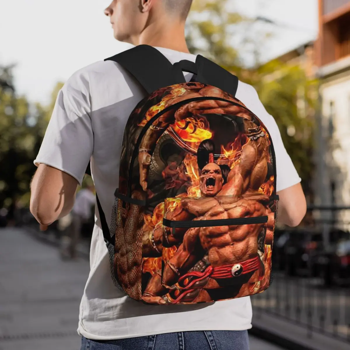 

Four-Armed Demon Warrior Fiery Dragon Fighter Mortal Kombat Backpack Daypack Kids BookBag School Bag Shoulder Bags for Men Women