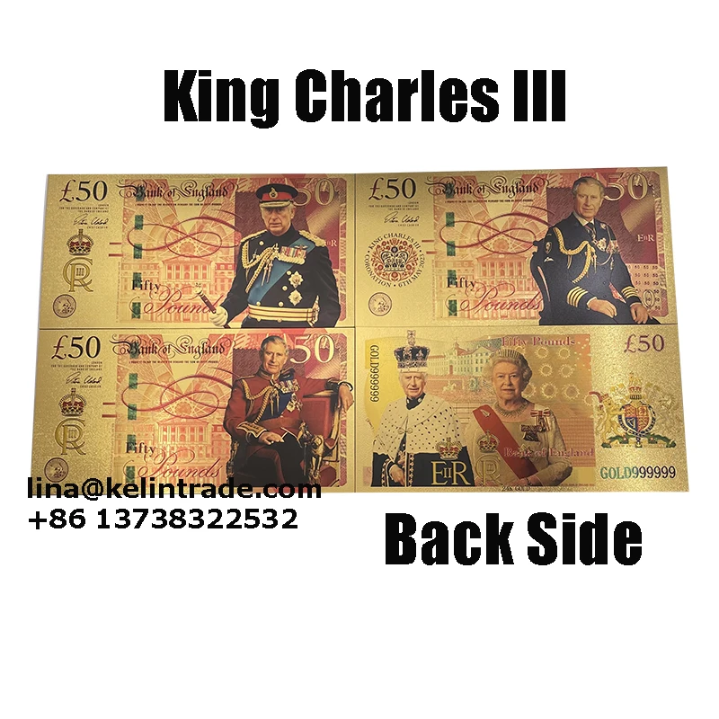 جميلة الملكة إليزابيث الثانية الملك تشارلز الثالث الأوراق النقدية الذهبية GBP المملكة المتحدة 20 50 جنيه هدايا تذكارية إنجلترا الملكة المقتنيات