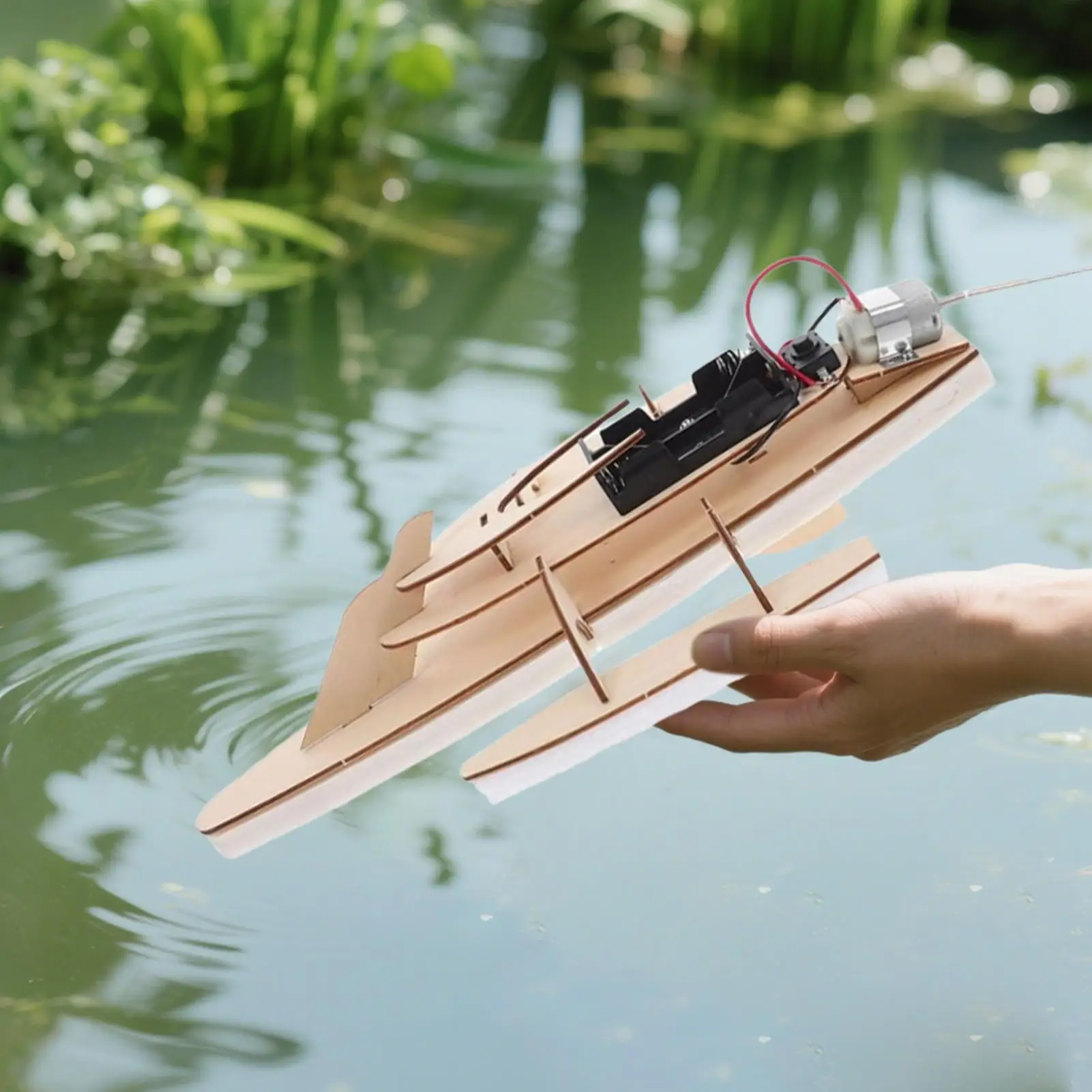Model Boat Kit DIY Puzzle Toy Challenging Wooden Electric Boat Model Kit for Ages 6-14 Boys Girls Youth Pretend Play Decorations
