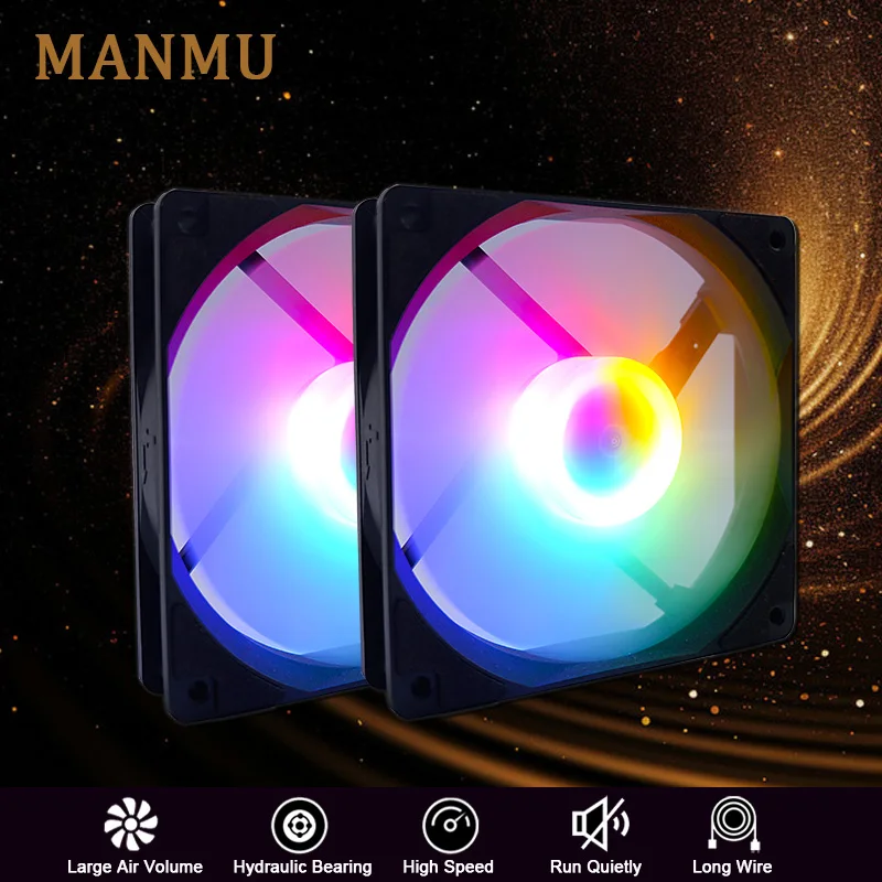 

MANMU pc Case Fan Colorful Rainbow Case Fan 120mm Fan Cooling Cpu for pc Case