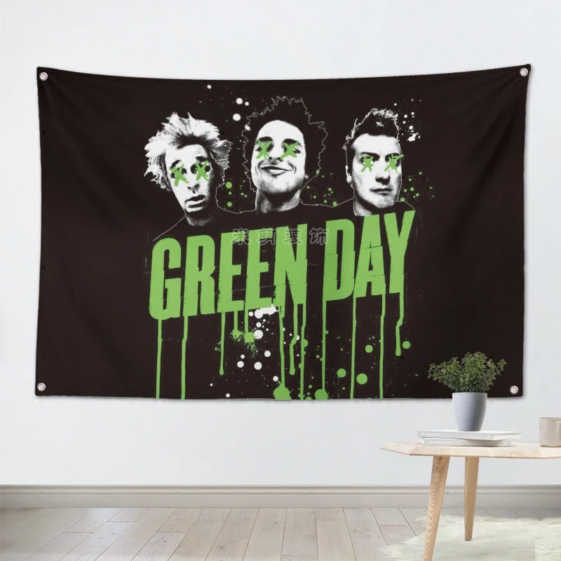 

GREENDAY Rock Band Hanging Art Waterproof Cloth Polyester Fabric 56X36 inches Flags banner Bar Cafe Hotel Decor