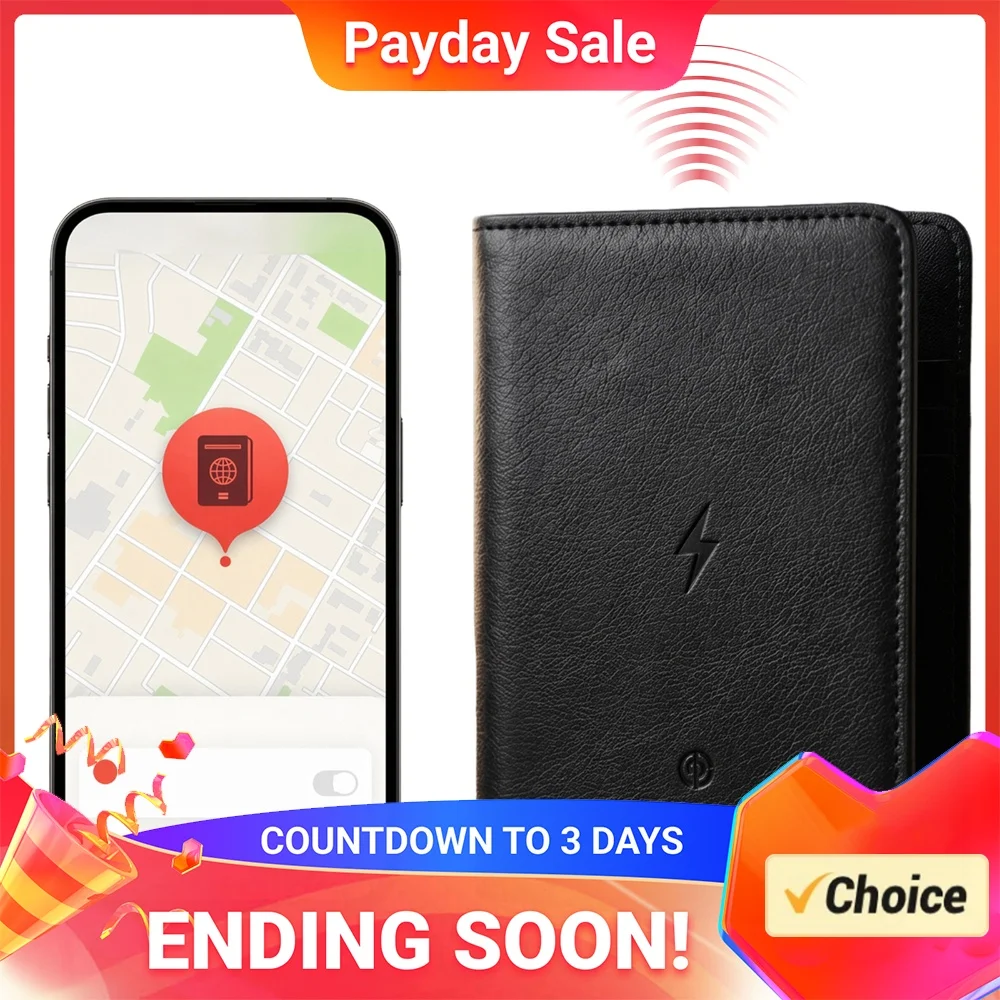 Location Compatible Anti-Lost Smart Passport Cover PU Leather Multi-Slot Card Holder Travel Wallet Wireless Charging
