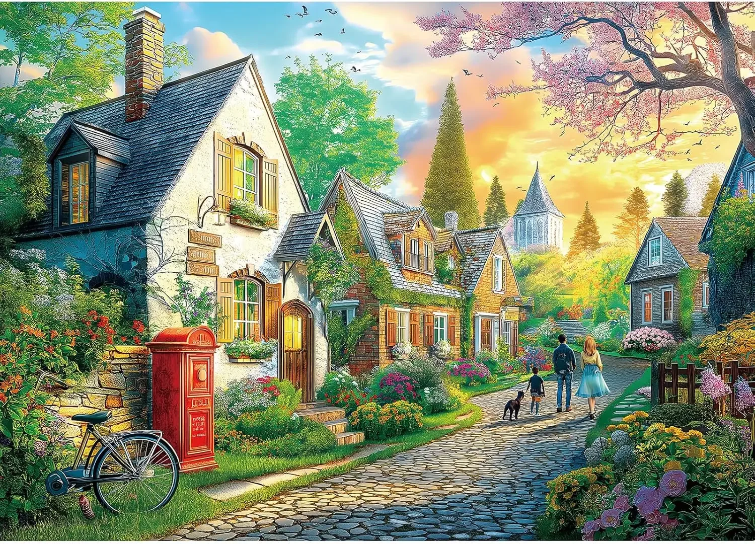 

Wooden Puzzle 1314/1000/520 Piece for Adults Village Sunset Jigsaw Puzzle Bedroom Gameroom Livingroom Home Decor Birthday Gift