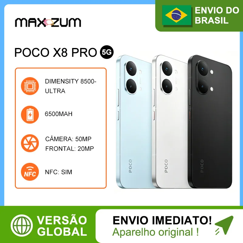 Celular Poco X8 Pro 5G 256/8 PRETO/BRANCO/AZUL