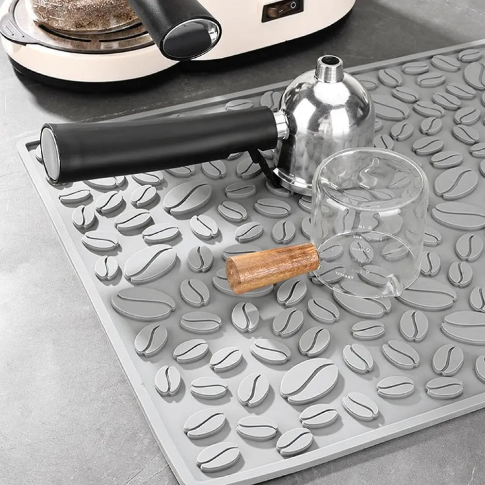 Anti Slip Coffee Bar Mat Silicone Drying Pad Drainage Tray Kitchen Tabletop Protector Heat Resistant Durable Table Mat
