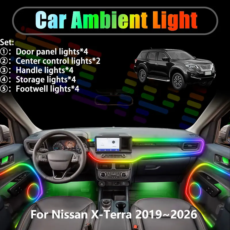 

For Nissan X-Terra 2019~2026 WD23 Maanian 2/18 in 1 Car ambient lighting Led trunk interior led lights USB RGB Ensemble Streamer