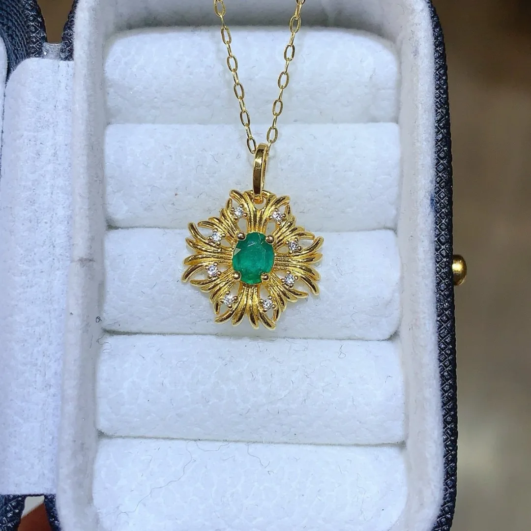 

Гламурный кулон из натурального изумруда, серебро S925 для женщин, изготовленное из серебра, великолепный подарок на День святого Валентина или Рождество