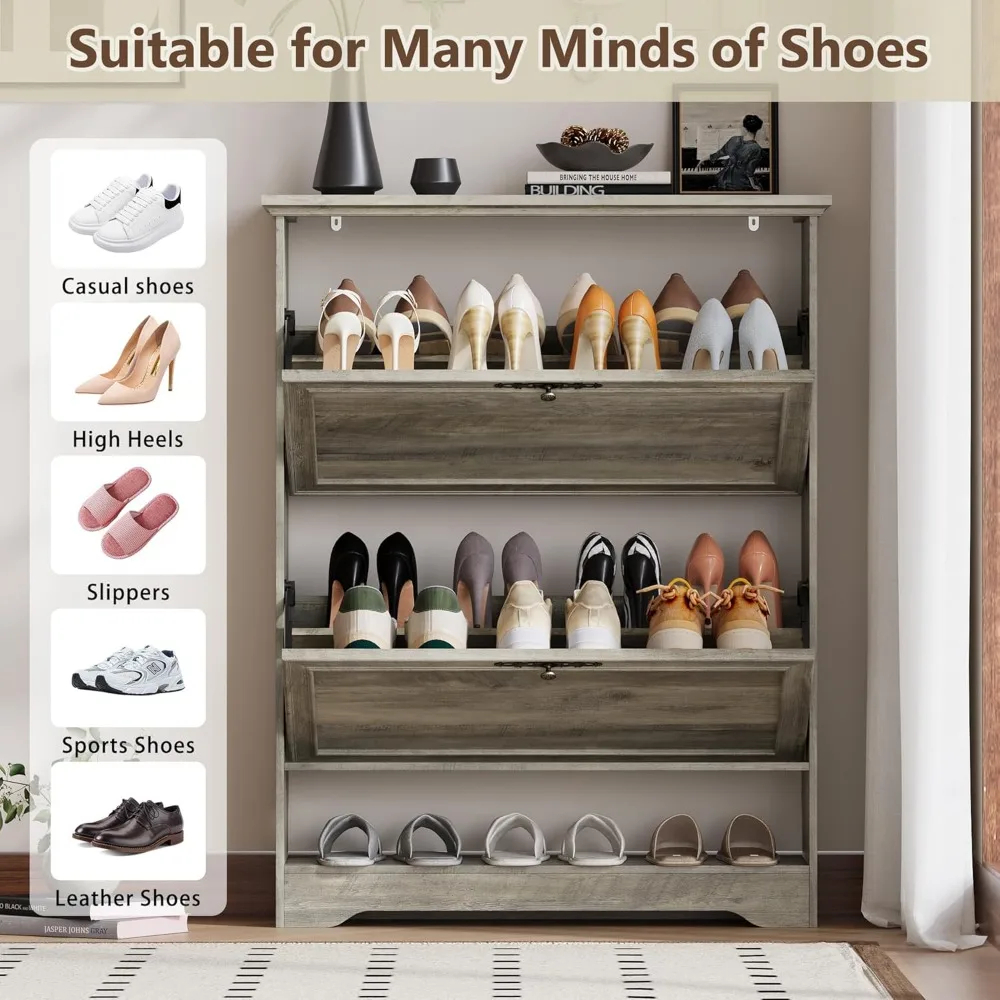 خزانة تخزين الأحذية الخشبية القابلة للتعديل للمساحات الصغيرة - رف منظم للمدخل النحيف وحل الخزانة #3