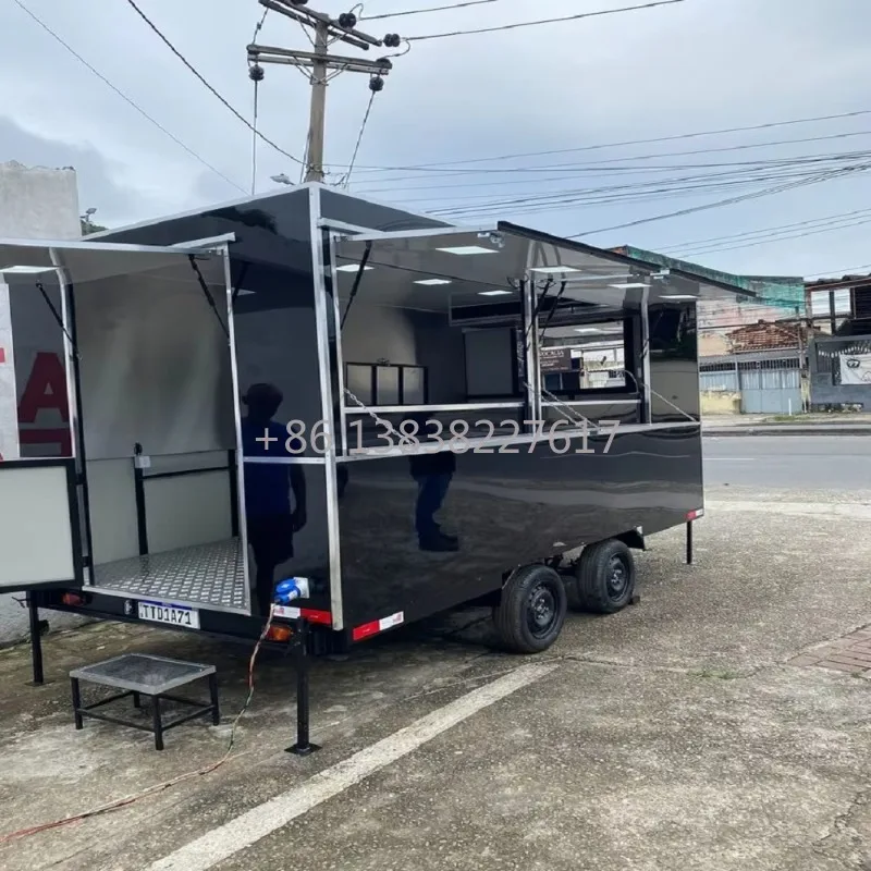 Camión de Comida Rápida Móvil con Cocina Completa |   Diseño Personalizable |   Escenario para Eventos y Exposiciones al Aire Libre y Remolque de Bar de Jugos