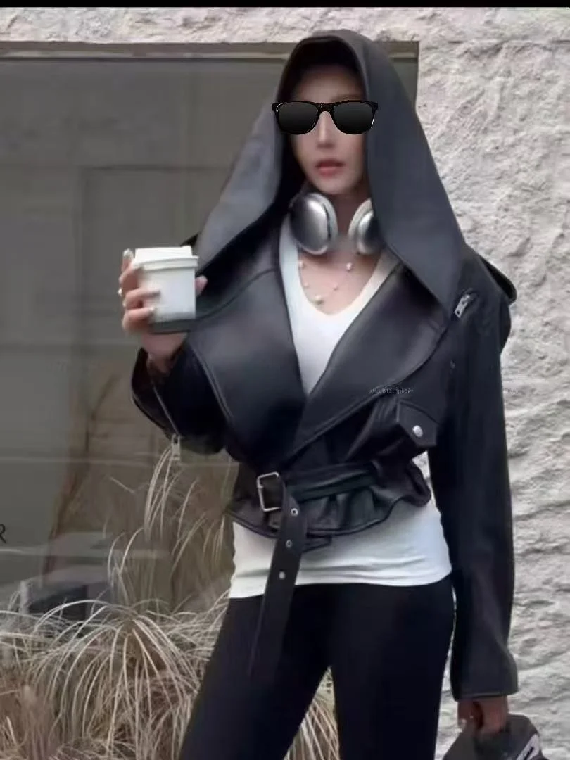 

Новая женская куртка из овчины 2025 года: повседневная, свободного кроя, стройнящая, универсальная верхняя одежда на молнии, укороченная