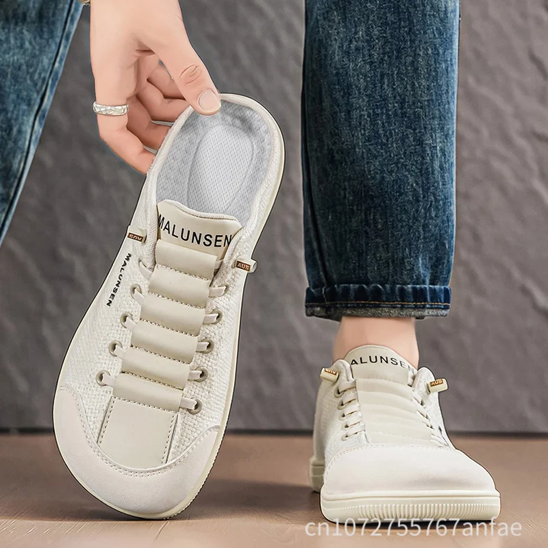 Zapatos minimalistas unisex de punta ancha, estilo barefoot, pantuflas sin cordones, zapatillas casuales de corte bajo, ligeras, para caminar.