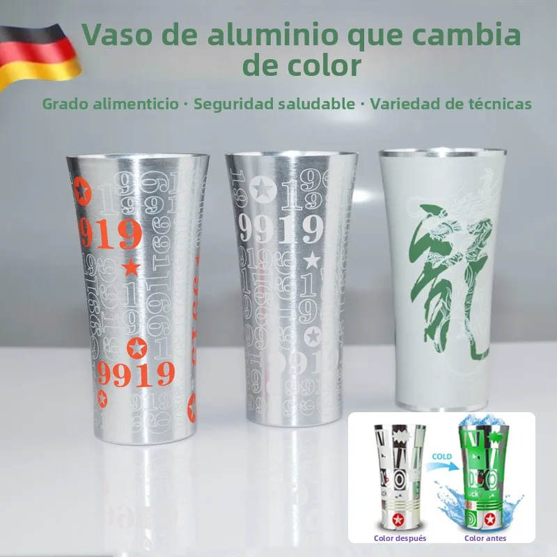 Nuevo Vaso de Cerveza de Aluminio Creativo de Gran Capacidad 2025, Cubo de Hielo Heineken con Efecto de Cambio de Color Plate...
