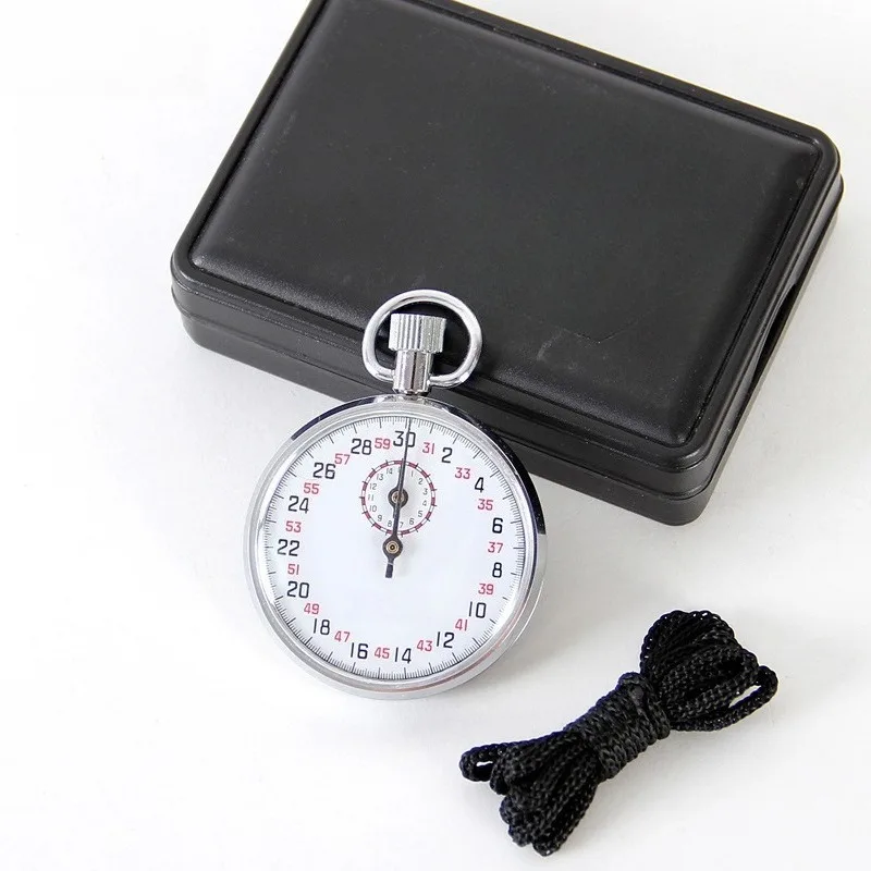 SXJ504 Mechanical Stopwatch, 0.1s (1/10s) Precision Analog Chronograph, Metal Shell Hand Wound Sports Timer