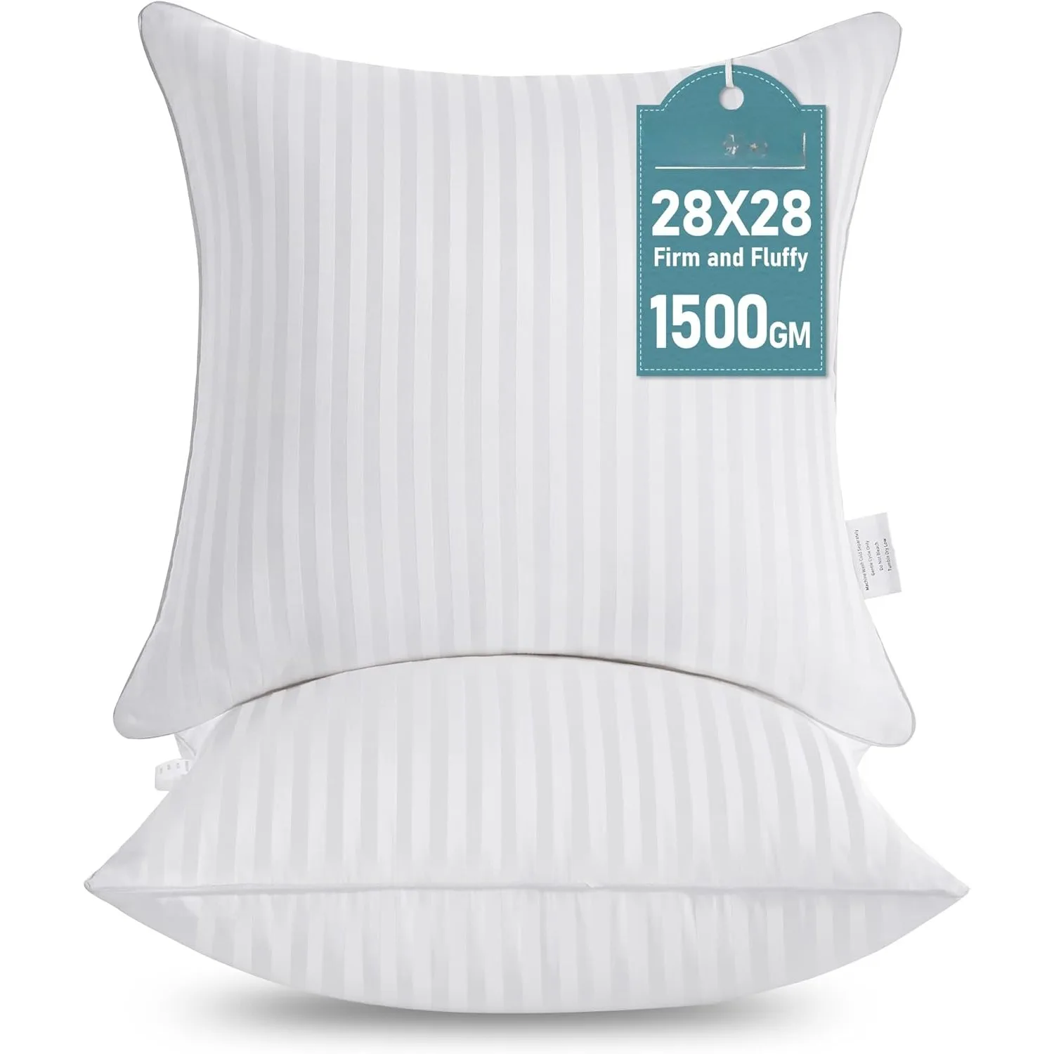

28 x 28 pillows, sturdy and fluffy decorative square pillows, down optional, 2 per pack