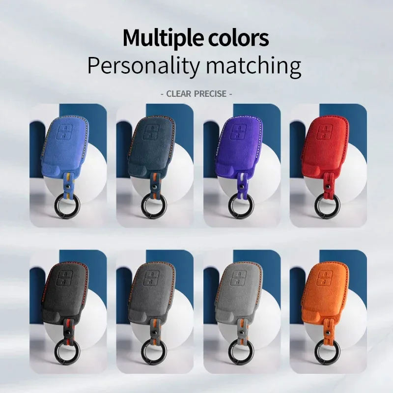 Car Key Case Cover Keychain for Toyota Tacoma Land Cruise Prius V 4Runner Auris Camry RAV4 Avalon Yaris Verso 2/3 Buttons Suede