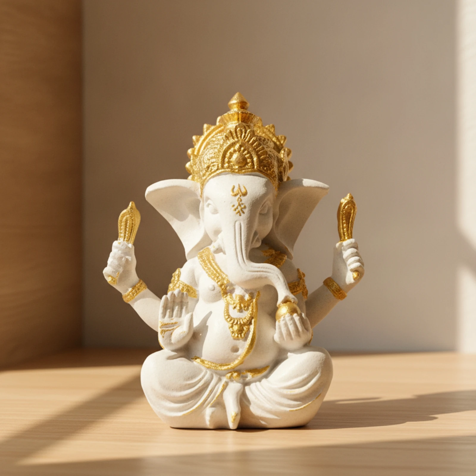 Deity Figurine Carved Elephant Figurine Elephant Statue Textured Sculpted Ornament Decorative for Altar, Meditation Room