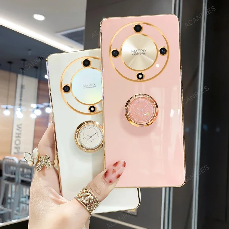 Magic6 Magic5 6lite 5lite الفاخرة تصفيح حلقة حامل حامل حافظة لهاتف هواوي هونور ماجيك 6 5 لايت برو 5 جرام X9a X9b غطاء سيليكون