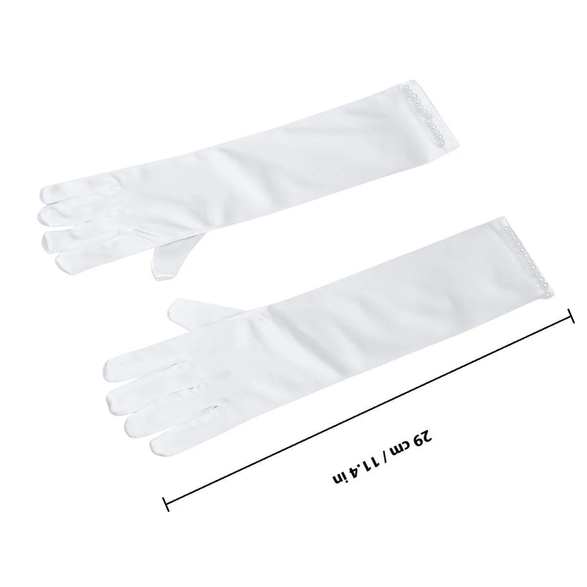 1 زوج قفازات الزفاف طويلة الساتان اللؤلؤ ديكور زهرة فستان Bowknot مساء حفلة موسيقية الكرة الكنيسة عيد الفصح هالوين #4