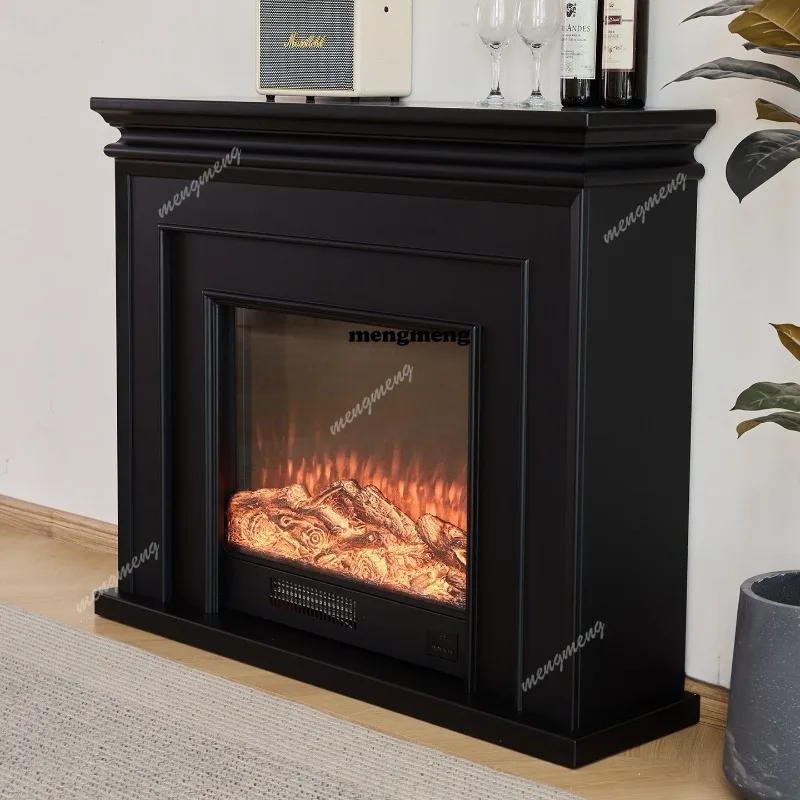All solid wood fireplace decorative cabinet, black fireplace simulation fire fireplace integrated