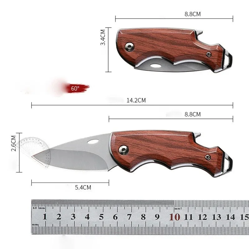 1pc，Outdoor stainless steel mini folding knife, portable barbecue camping knife, fruit knife, self-defense knife, hunting knife