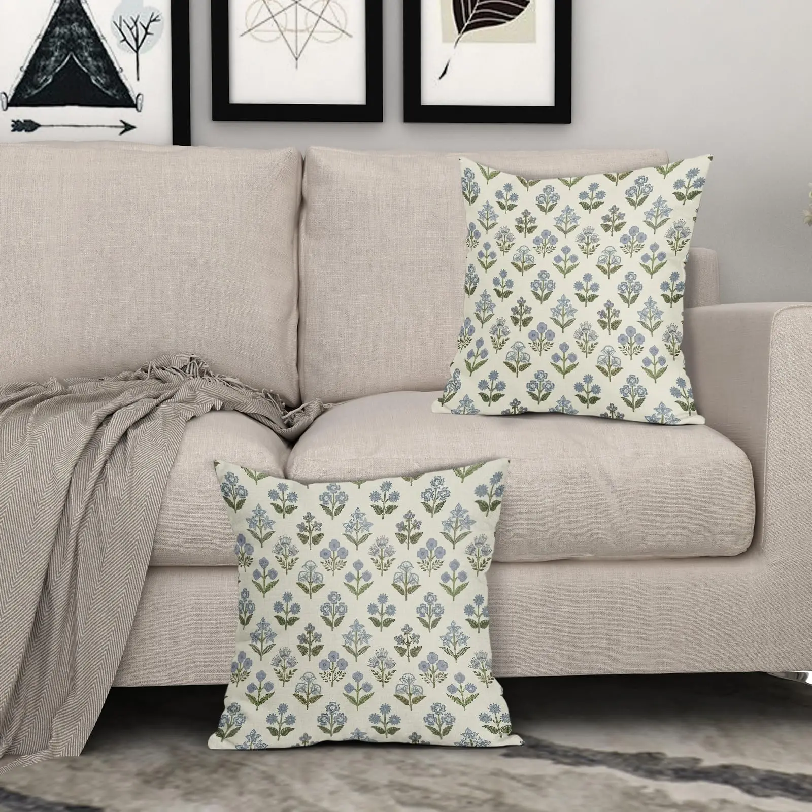 Print Pillow Covers Set of 2, Vintage Floral Decorative Throw Pillow Cases Boho Cushion Covers Rustic Decor Farmhouse Sofa Couch