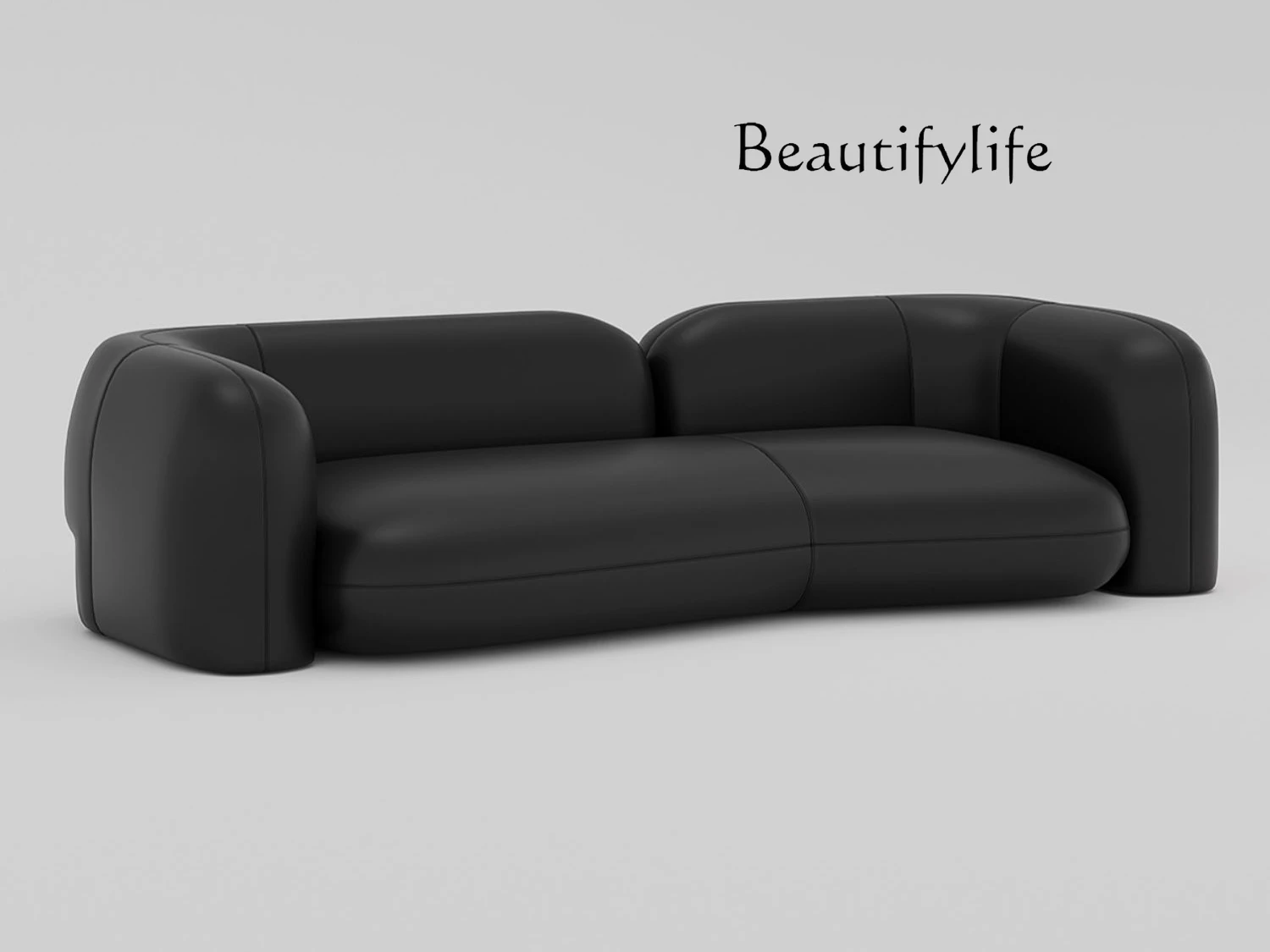 Retro Leather Sofa Matte Leather Modern Simple Four-Seat Shaped First Layer Cowhide Black