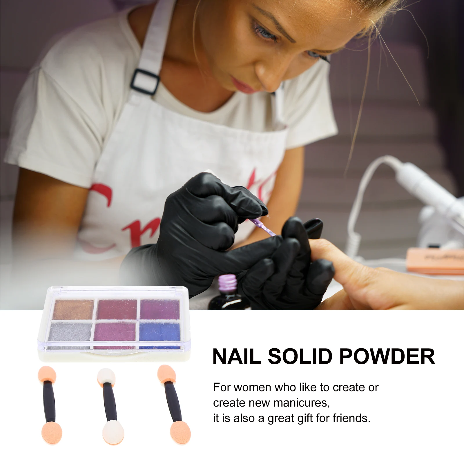 

1 Set Solid Mirror For Art Creative Manicure Pigment Delicate Decor Practical Nail Decoration Powder Face Body Makeup Powder