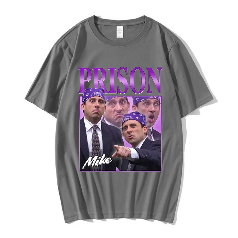 Prison Mike Michael Scott Homage The Office T-shirt Tv Series Dwight Schrute Jim Halpert Short Sleeve T-Shirts Cotton Oversized