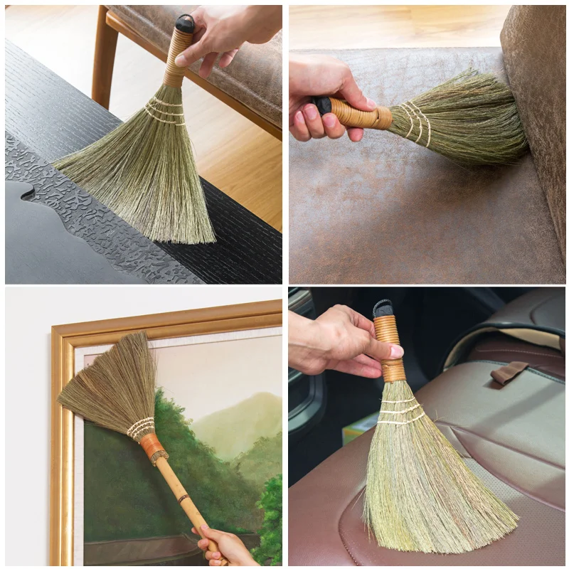 Retro Japanese Soft Hair Brooms Wood Floor Sweeping Straw Braided Household Floor Cleaning Household Floor Useful Cleaning Tools