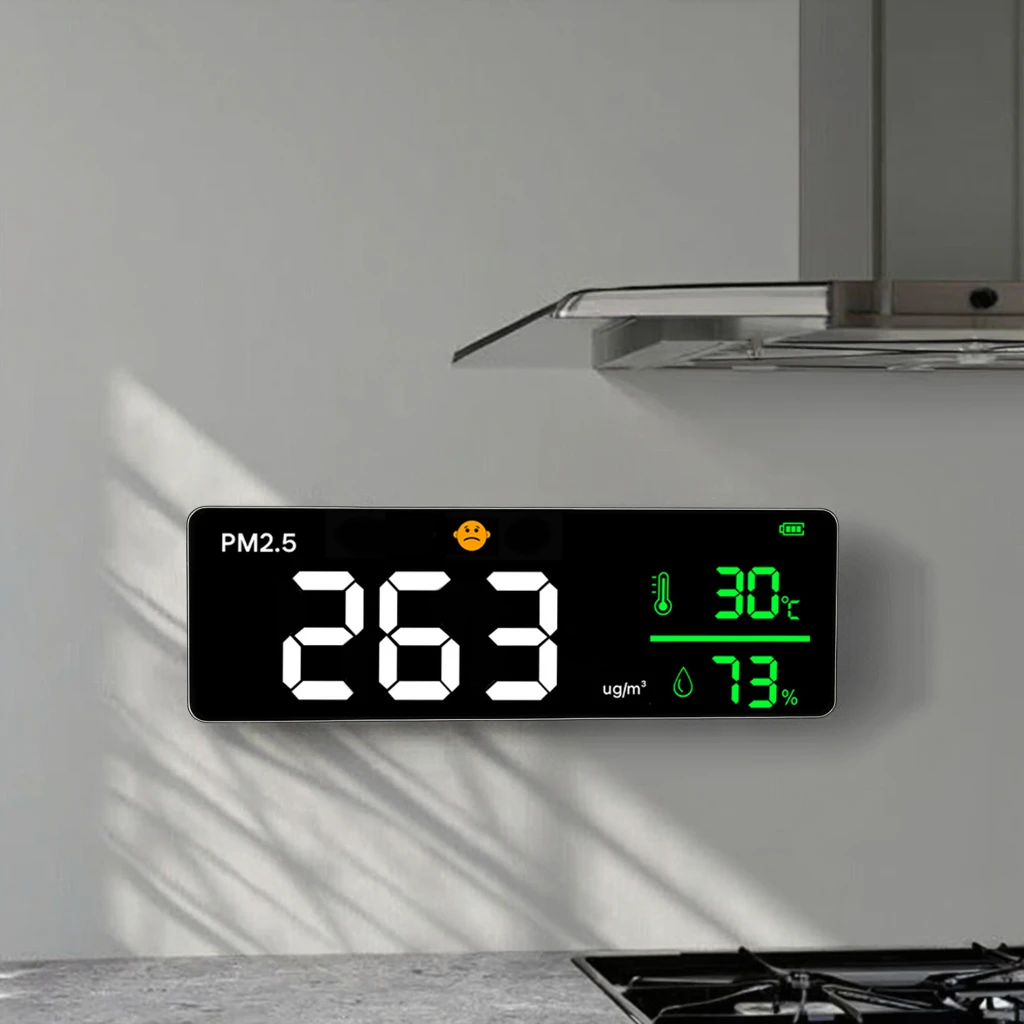 Wall Mount PM2.5 Detector Air Quality Monitor with Temperature Humidity 1 Year Warranty ABS Material