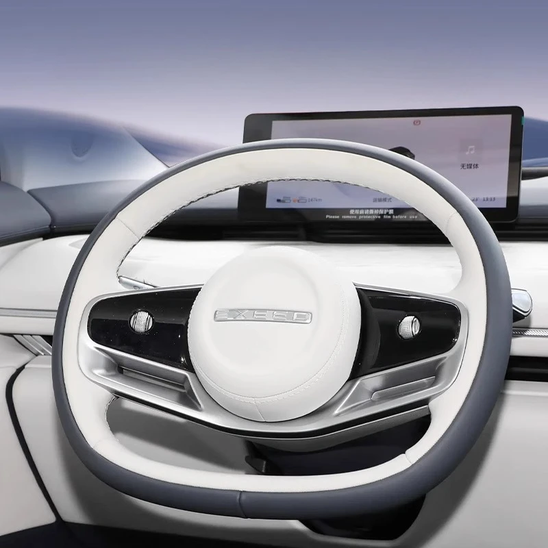 DIY بها بنفسك اليد مخيط المضادة للانزلاق تنفس الجلود غطاء عجلة القيادة التفاف ل EXEED LX STERRA ET/ES 2024 اكسسوارات السيارات الداخلية