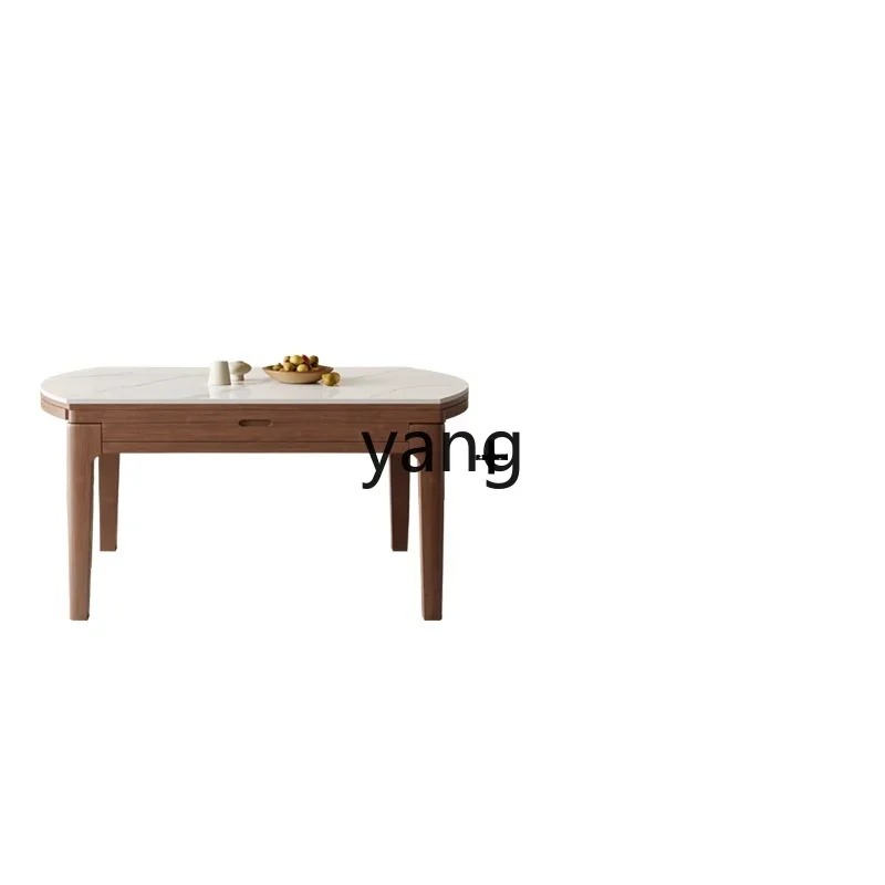 

Lmm modern simple light luxury household small apartment telescopic folding variable round solid wood dining table