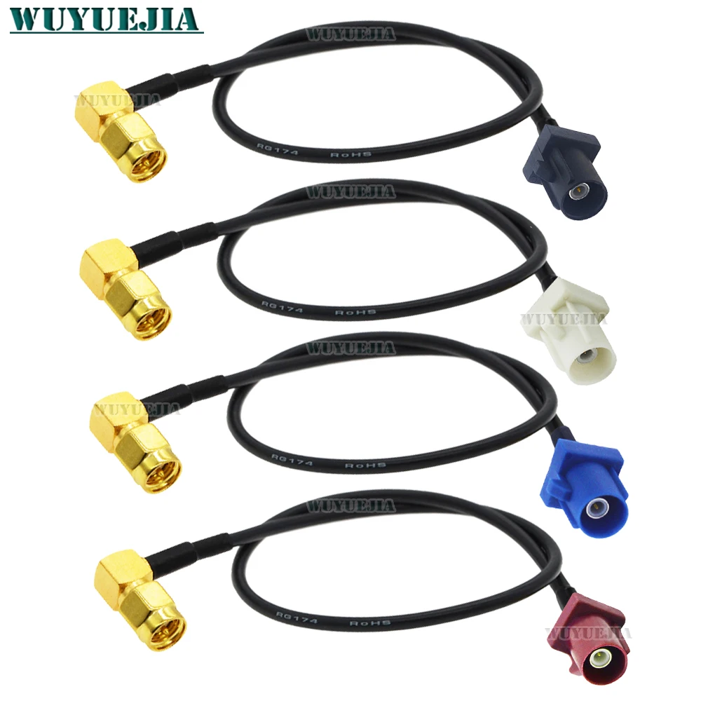 Fakra ABCDEFGHIKZ Male Plug to SMA Male Right Angle GPS Antenna Fakra Extension Cable RG174 Pigtail Jumper for VW Seat Benz Ford