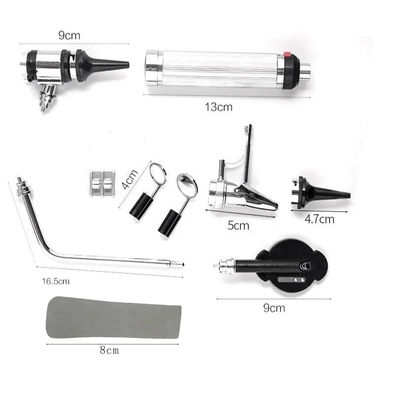 facial examination set, ophthalmoscope, otoscope, nasal dilator, throat examination, etc., can check small animals