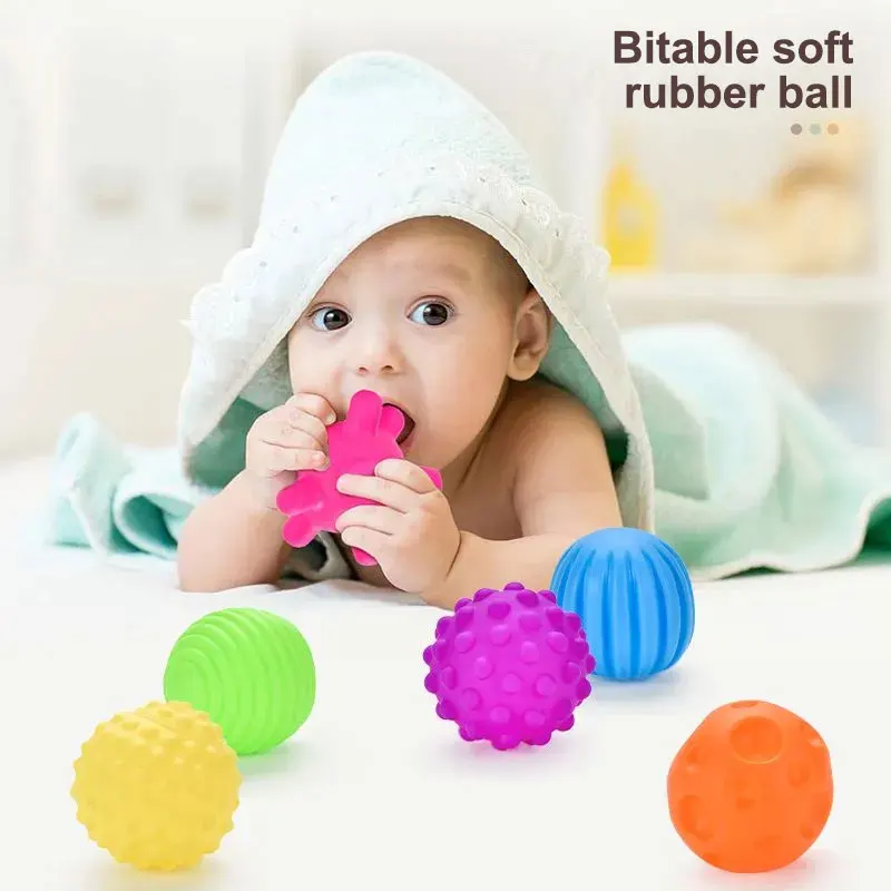 6PCS Baby Hand Ball Toys Soft Sensory Ball Catching Kids Toys Multi-Textured Rubber Texture Touch Training Toy For Kid Gifts