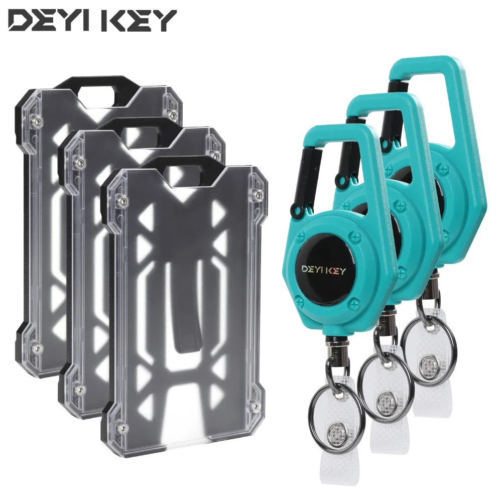 Outdoor Retractable Badge Reel Keychain ID Tag Pass Card Clip Set Anti-lost Badge Reel Holder Working Permit Case Sleeve