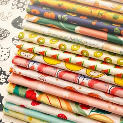 Fruit Cotton Fabric Twill Pineapple Strawberry Peach Watermelon Printed for Sewing DIY Handmade by Half Meter