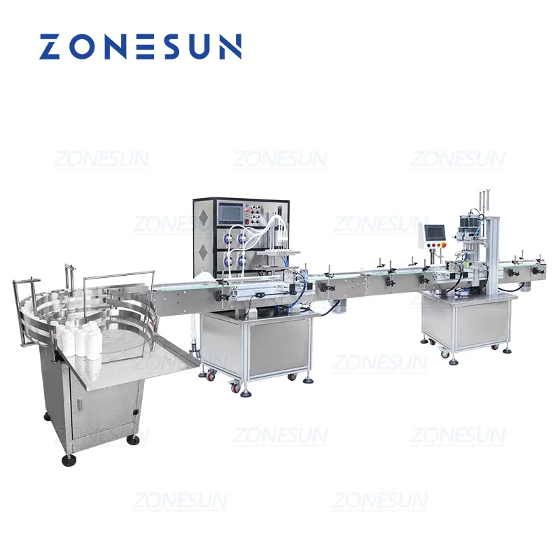 ZONESUN Production Line for Juice Milk Automatic Alcohol Bottle Turntable Capping Filling Machine Bottle Water Making Machines