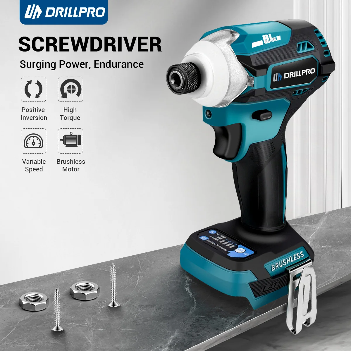 

Powerful Brushless Power Impact Driver with High Torque 588N.M Compact Design LED Lights Mak 18V Battery Compatible Ideal