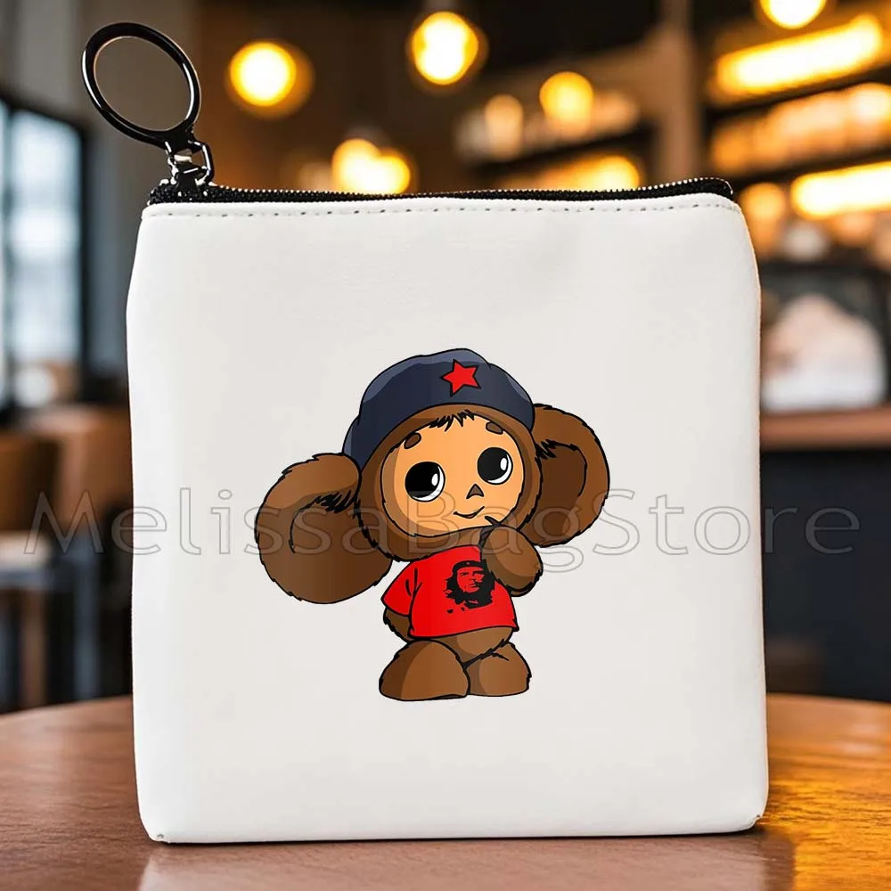 

Cute Cartoon Monkey Russian Doll Russia Cheburashka Gifts Canvas Key Coin Purse Cute Bag Storage Card Bag Wallet Zipper Pouch