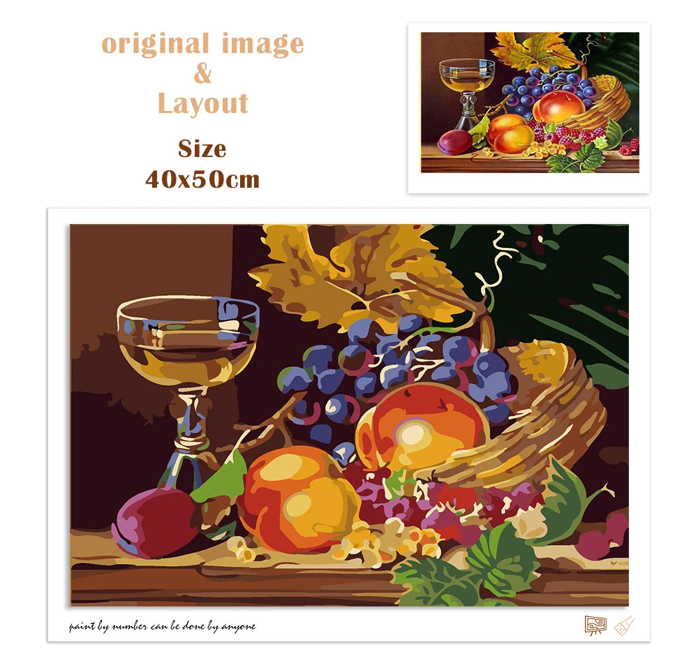 CHENISTORY Painting By Numbers Fruit Scenery Acrylic Paint By Numbers Grape Apple Wall Art Picture Home Decoration Diy Gift